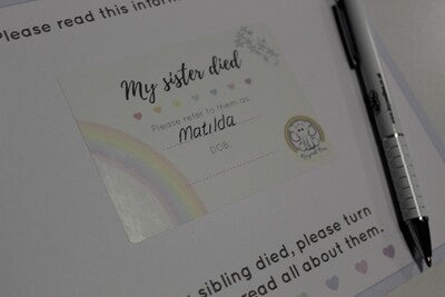 HOSPITAL / CHARITY ORDER Rainbow Baby Stickers / Information Card X 27