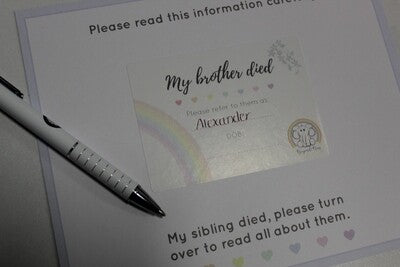HOSPITAL / CHARITY ORDER Rainbow Baby Stickers / Information Card X 27
