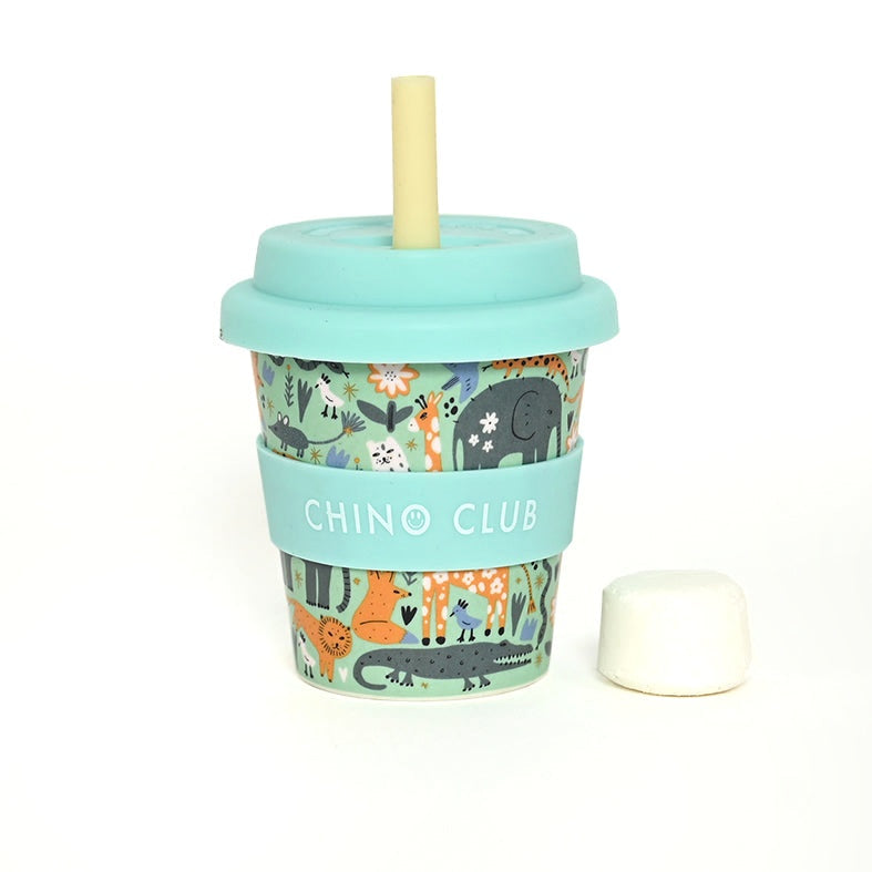 Wild Animal Chino Club - Babycino cup with straw