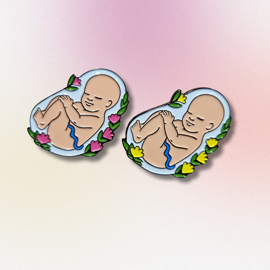 Baby in Utero with flowers Enamel Pin