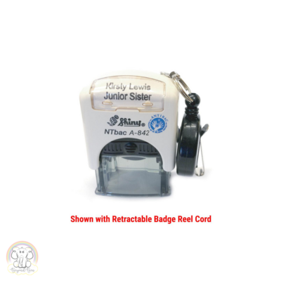 Health Professional / Student Stamp Anti-Bacterial on retractable reel -  Up to Three Lines