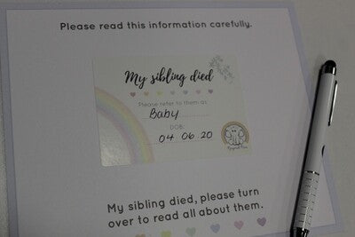 HOSPITAL / CHARITY ORDER Rainbow Baby Stickers / Information Card X 27